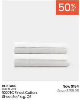 Myer 1000TC Finest Cotton Sheet Set offer