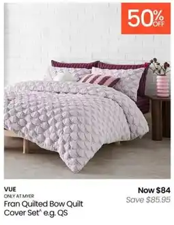 Myer Fran Quilted Bow Quilt Cover Set offer