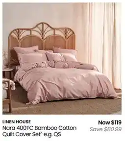 Myer Nara 400TC Bamboo Cotton Quilt Cover Set offer