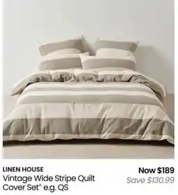 Myer Vintage Wide Stripe Quilt Cover Set offer
