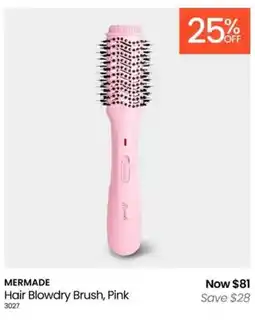 Myer Mermade hair blowdry brush, pink offer