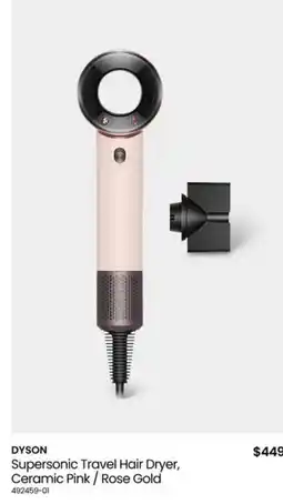 Myer Supersonic Travel Hair Dryer, Ceramic Pink/Rose Gold offer