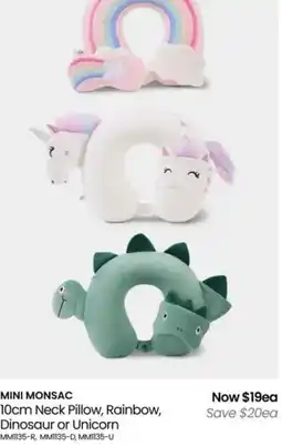 Myer Neck Pillow, Rainbow, Dinosaur or Unicorn offer