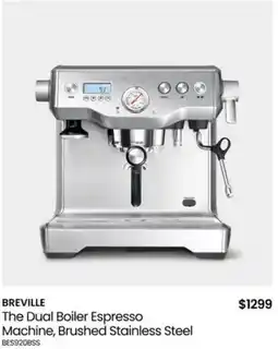 Myer The Dual Boiler Espresso Machine in Brushed Stainless Steel offer