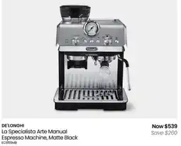 Myer La Specialista Arte Manual Pump Coffee Machine in Metal/Black offer