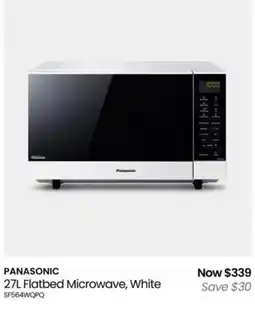 Myer Panasonic 27l flatbed microwave, white offer