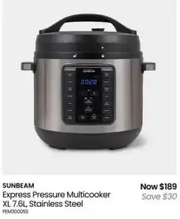 Myer Sunbeam express pressure multicooker xl stainless steel offer