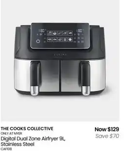 Myer THE COOKS COLLECTIVE Digital Dual Zone Airfryer , Stainless Steel offer