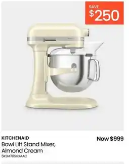 Myer Kitchenaid bowl lift stand mixer, almond cream offer