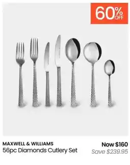 Myer MAXWELL & WILLIAMS 56pc Diamonds Cutlery Set offer