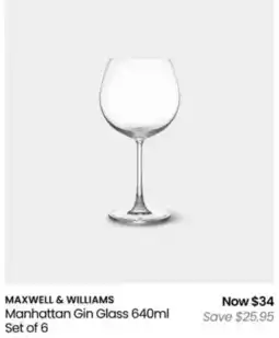 Myer Manhattan Gin Glass offer