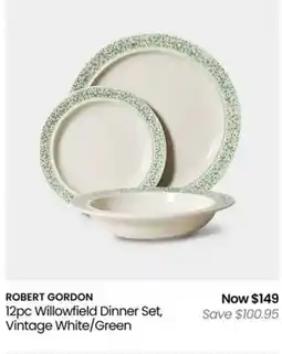 Myer Robert gordon 12pc willowfield dinner set, vintage white/green offer