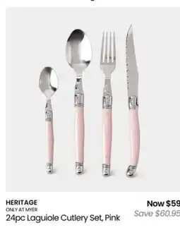 Myer HERITAGE 24pc Laguiole Cutlery Set, Pink offer