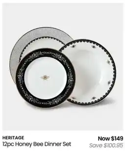 Myer Heritage 12pc honey bee dinner set offer