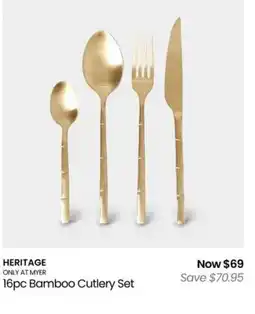Myer Heritage 16pc bamboo cutlery set offer