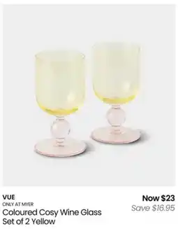 Myer Coloured Cosy Wine Glass Set of 2 Yellow offer