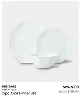 Myer Heritage 12pc alice dinner set offer