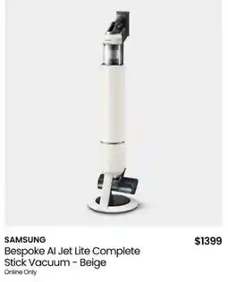 Myer SAMSUNG Bespoke Al Jet Lite Complete Stick Vacuum - Beige offer