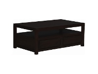 LivingStyles Amsterdam Mahogany Timber 4 Drawer Coffee Table, 120cm, Chocolate offer