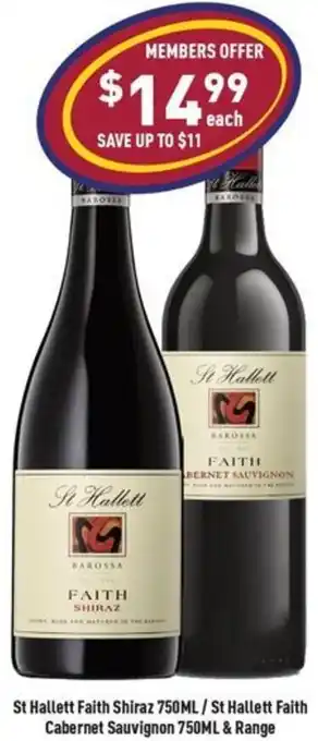 St Hallett Faith Shiraz 750ML/St Hallett Faith Cabernet Sauvignon & Range