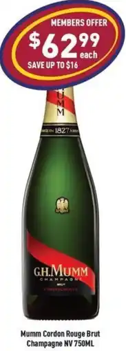 Liquor Legends Mumm Cordon Rouge Brut Champagne NV offer