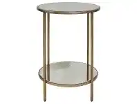 LivingStyles Cocktail Antique Mirror Top Iron Side Table, Large, Antique Gold offer