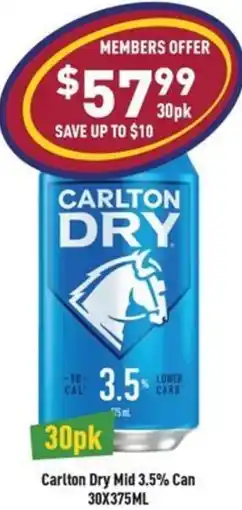 Liquor Legends Carlton Dry Mid 3.5% Can offer