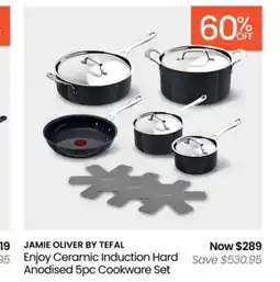 Myer Jamie oliver by tefal enjoy ceramic induction hard anodised 5pc cookware set offer