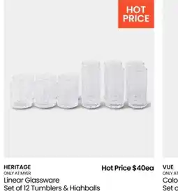 Myer Linear Glassware Set of 12 Tumblers & Highballs offer
