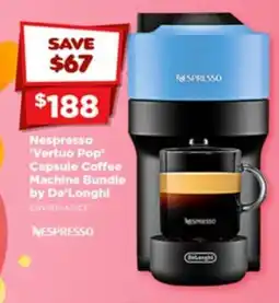 Joyce Mayne Nespresso 'Vertuo Pop' Capsule Coffee Machine Bundle by De'Longhi offer
