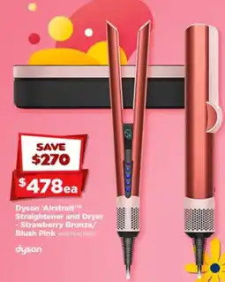 Joyce Mayne Dyson 'airstrait straightener and dryer -strawberry bronze/ blush pink offer