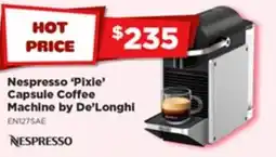 Joyce Mayne Nespresso 'pixie' capsule coffee machine by de'longhi offer