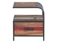 LivingStyles Aru Commercial Grade Industrial Recycled Timber & Iron Bedside Table, Right offer