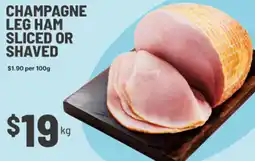 IGA Champagne leg ham sliced or shaved offer