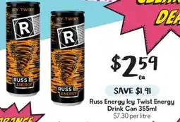 Drakes Russ Energy Icy Twist Energy Drink Can offer