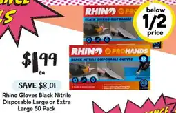 Drakes Rhino Gloves Black Nitrile Disposable Large or Extra Large offer