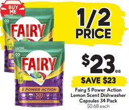 Drakes Fairy 5 Power Action Lemon Scent Dishwasher Capsules offer