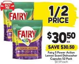 Drakes Fairy 5 Power Action Lemon Scent Dishwasher Capsules offer
