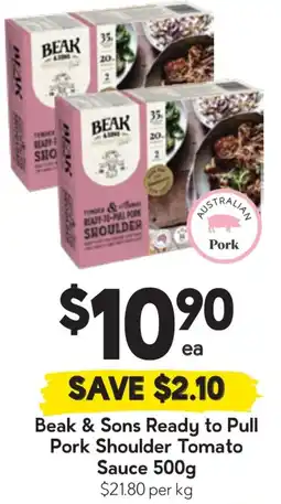 Drakes Beak & Sons Ready to Pull Pork Shoulder Tomato Sauce offer