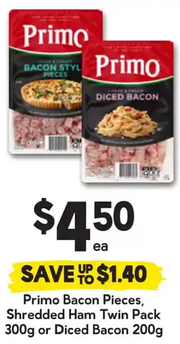 Drakes Primo Bacon Pieces, Shredded Ham Twin Pack or Diced Bacon offer