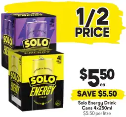 Drakes Solo Energy Drink Cans offer