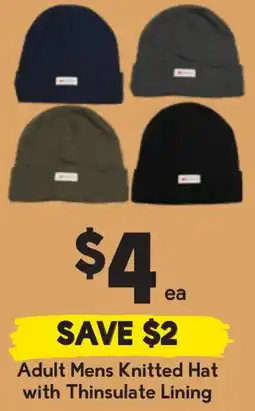 Drakes Adult Mens Knitted Hat with Thinsulate Lining offer