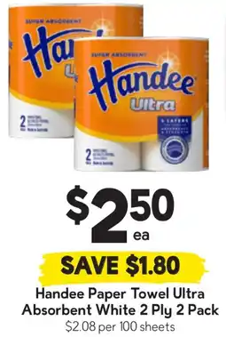 Drakes Handee Paper Towel Ultra Absorbent White 2 Ply offer