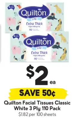 Drakes Quilton Facial Tissues Classic White 3 Ply offer