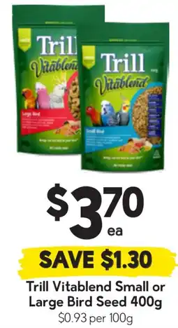 Drakes Trill Vitablend Small or Large Bird Seed offer