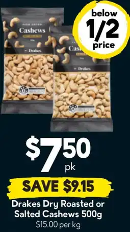 Drakes Drakes Dry Roasted or Salted Cashews offer