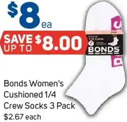 Foodland Bonds Women's Cushioned 1/4 Crew Socks offer