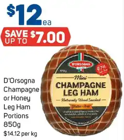Foodland D'Orsogna Champagne or Honey Leg Ham Portions offer
