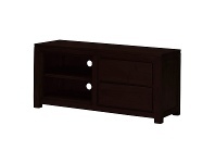 LivingStyles Amsterdam Mahogany Timber 2 Drawer TV Unit, 120cm, Chocolate offer