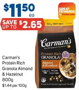Foodland Carmans Protein Rich Granola Almond & Hazelnut offer